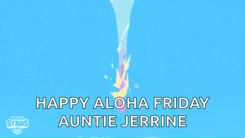 A Happy Aloha Friday Auntie Jerrine Greeting Card With A Martini Glass Filled With A Pink Drink And Straws . GIF