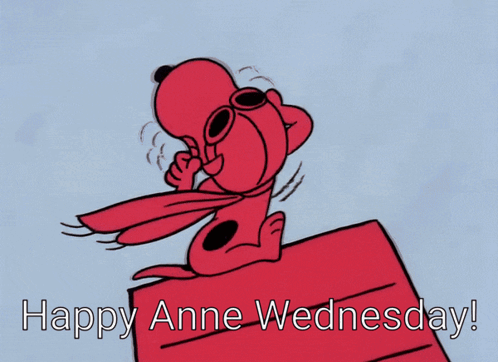 A Happy Anne Wednesday Card With A Red Dog GIF