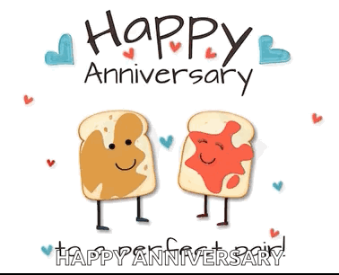 A Happy Anniversary Greeting Card With Peanut Butter And Jelly GIF