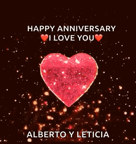 A Happy Anniversary I Love You Card With A Red Heart GIF