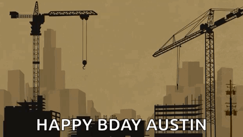 Happy Birthday Austin Greeting Card With Cranes GIF