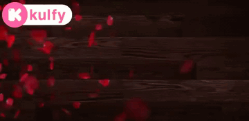 A Happy Birthday Banner With A Cake And Roses In The Background GIF