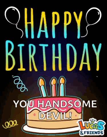 A Happy Birthday Card With A Cake And Candles On It . GIF
