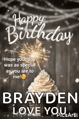 A Happy Birthday Card With A Cupcake And Sparklers And The Words `` Hope Your Day Was As Special As You Are To Me ! '' GIF