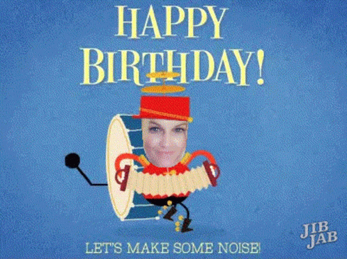 A Happy Birthday Card With A Picture Of A Woman On It GIF