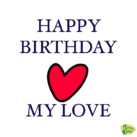 a happy birthday card with a red heart and the words happy birthday my love