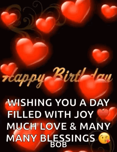 Birthday Card With Hearts And Wishing You A Joyful Day GIF
