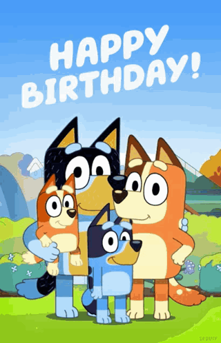 A Happy Birthday Card With Three Cartoon Dogs GIF
