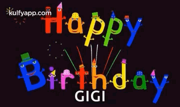 A Happy Birthday Gigi Animated Greeting Card With Colorful Letters GIF