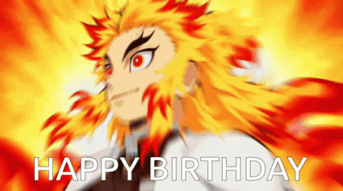 A Happy Birthday Greeting Card With A Cartoon Character GIF