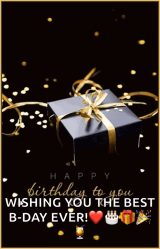Birthday Greeting Card With Gift Box And Confetti GIF