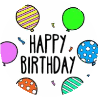a happy birthday greeting card with balloons and the words happy birthday