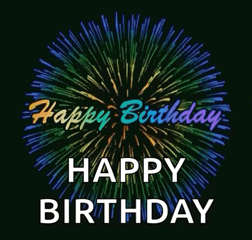 A Happy Birthday Greeting Card With Fireworks And The Words Happy Birthday GIF