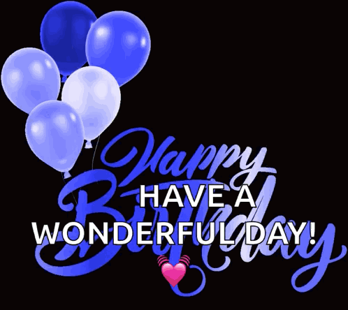 A Happy Birthday Greeting Card With Red And Pink Balloons GIF