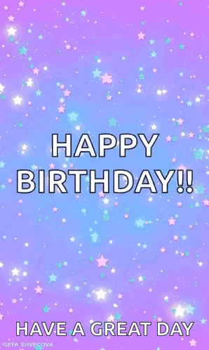Birthday Card With Stars On Purple Background GIF