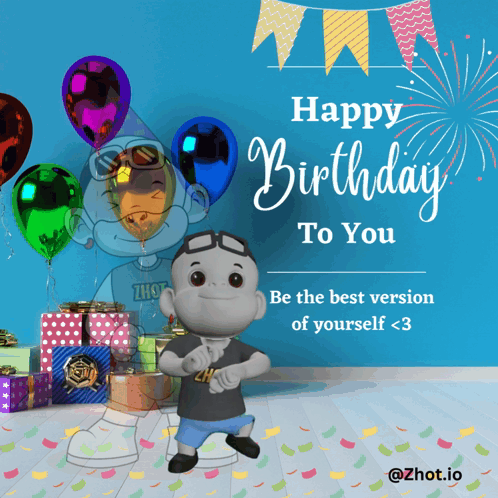 A Happy Birthday To You Greeting Card With A Cartoon Character GIF