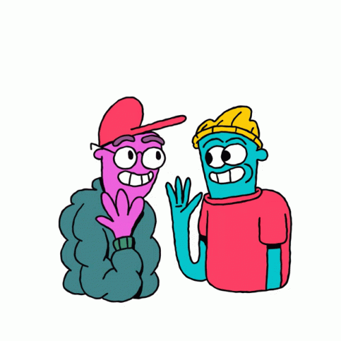 A Happy Brothers Day Greeting Card With Two Cartoon Characters Giving Each Other A High Five GIF