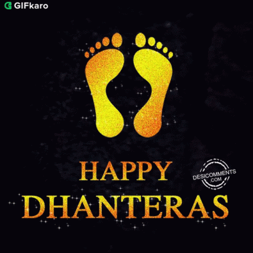 A Happy Dhanteras Greeting Card With A Footprint On It GIF