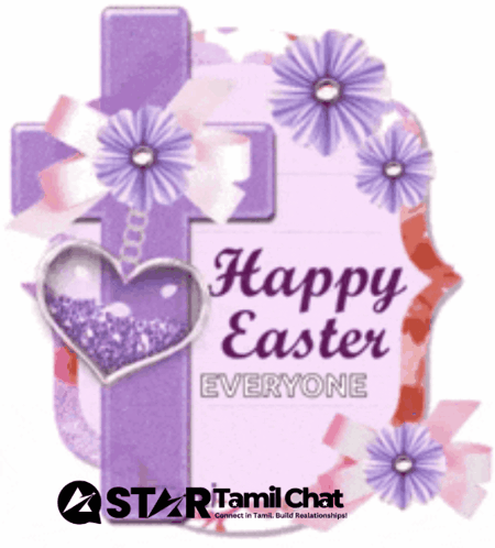 A Happy Easter Everyone Card With A Purple Cross GIF
