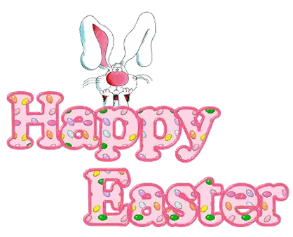 a happy easter greeting with a bunny and candy