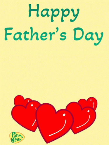 A Happy Father 'S Day Greeting Card With A Cartoon Bear Surrounded By Red Hearts GIF