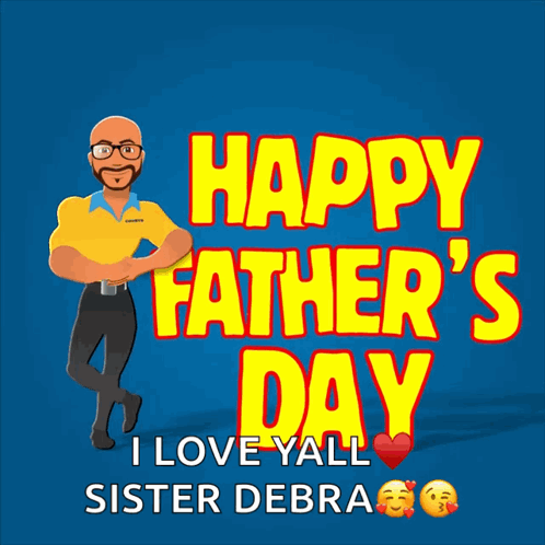 A Happy Father 'S Day Greeting Card With A Cartoon Character GIF