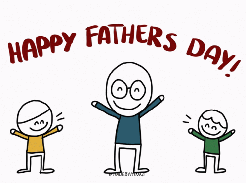A Happy Father 'S Day Greeting Card With A Man And Two Kids GIF