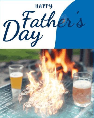 A Happy Father 'S Day Greeting Card With A Picture Of A Fire GIF