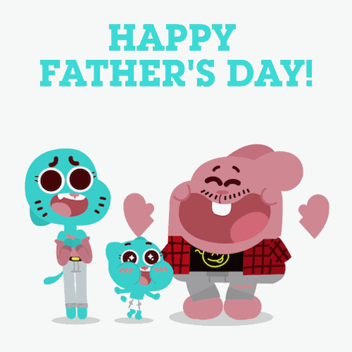 A Happy Father 'S Day Greeting Card With Gumball And A Bunny GIF