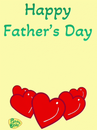 A Happy Father 'S Day Greeting Card With Hearts And A Bear GIF