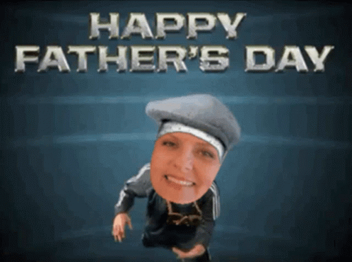 A Happy Father 'S Day Greeting With A Woman 'S Face On It GIF