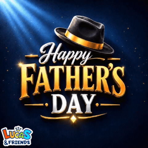 A Happy Father 'S Day Sign With A Black Hat GIF