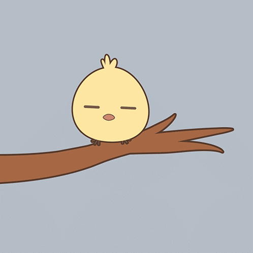 A Happy First Day Of Spring Greeting Card With A Chick On A Tree Branch GIF