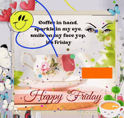 A Happy Friday Card With A Smiley Face On It GIF