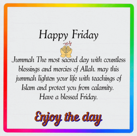 A Happy Friday Greeting Card With A Colorful Border GIF