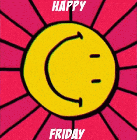 A Happy Friday Greeting Card With A Smiley Face GIF