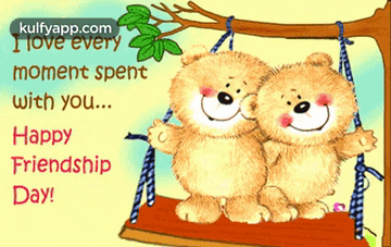 A Happy Friendship Day Greeting Card With Two Teddy Bears GIF