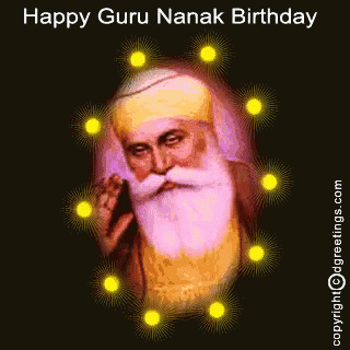 A Happy Guru Nanak Birthday Greeting Card With A Man With A Beard GIF
