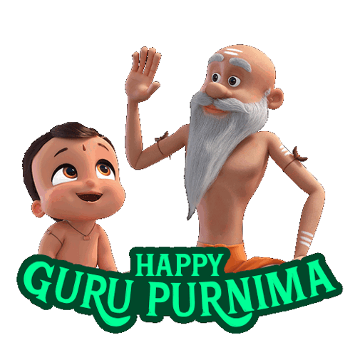 A Happy Guru Purnima Greeting Card With A Man And A Boy GIF