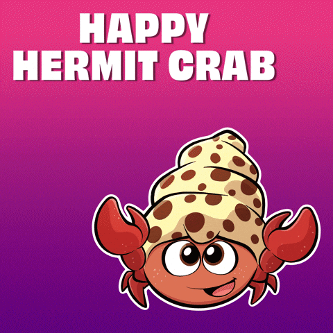 A Happy Hermit Crab With A Polka Dot Shell On Its Head GIF