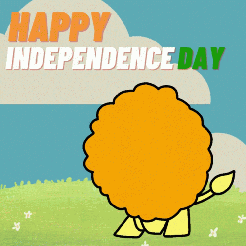 A Happy Independence Day Greeting Card With A Lion GIF