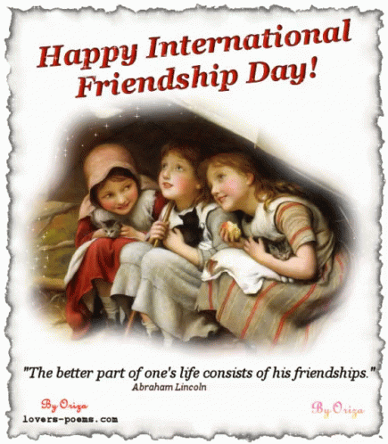 A Happy International Friendship Day Greeting Card With Abraham Lincoln 'S Quote GIF