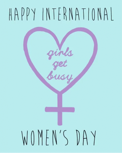 A Happy International Women 'S Day Greeting Card With A Heart And A Female Symbol GIF