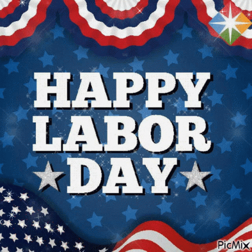 A Happy Labor Day Greeting Card With An American Flag GIF