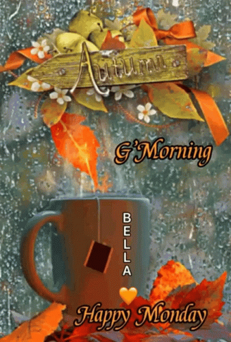 A Happy Monday Card With A Cup Of Coffee GIF