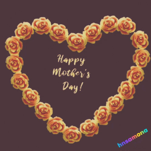 A Happy Mother 'S Day Card With A Heart Shaped Wreath Of Roses GIF