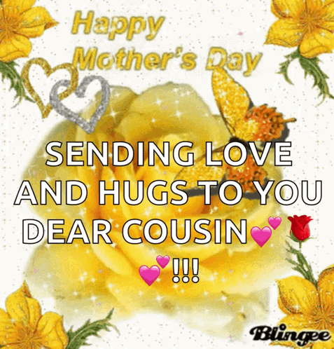 A Happy Mother 'S Day Card With Yellow Flowers And Hearts GIF