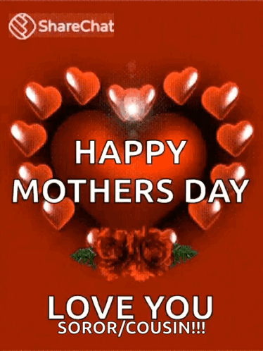 A Happy Mother 'S Day Greeting Card With A Red Heart Surrounded By Hearts GIF