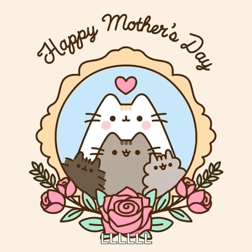 A Happy Mother 'S Day Greeting Card With Cats And Flowers GIF