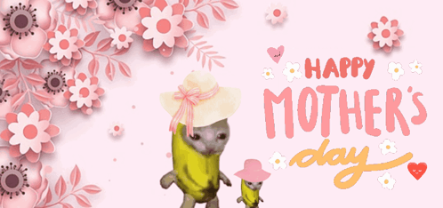 A Happy Mother 'S Day Greeting Card With Flowers And A Cat GIF